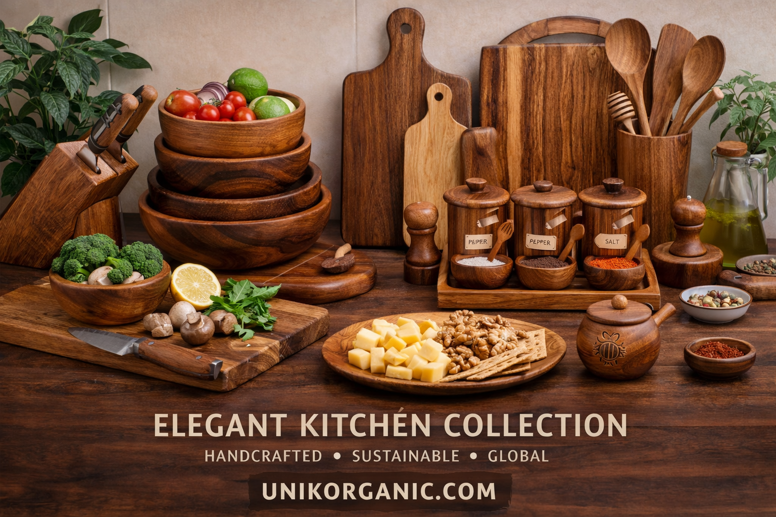Eco-Friendly Dining with Wooden Crockery